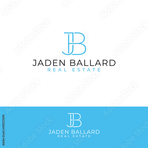 Jaden Ballard real estate vector logo design. Letters J and B logotype. Initials JB logo template. photo