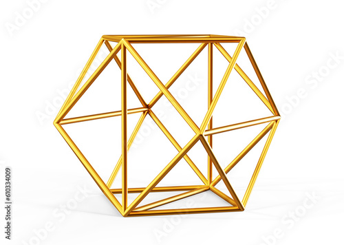 Abstract 3d rendering of flying cube