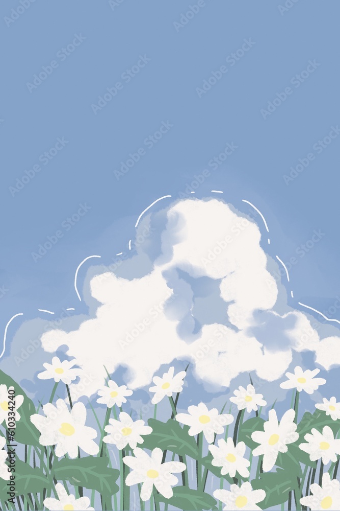 Obraz premium Background landscape sky watercolor 