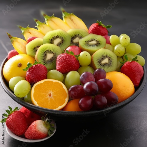 all fresh fruit strawberry kiwi mulberry orange apple grapes and etc