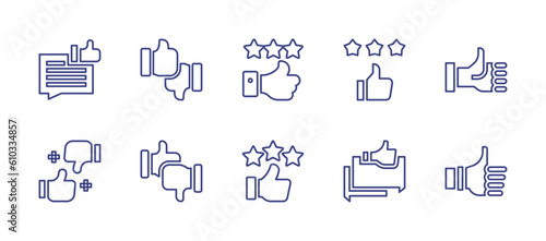 Like line icon set. Editable stroke. Vector illustration. Containing chat, like, feedback, rating, approved, thumb up, discussion, thumbs up.