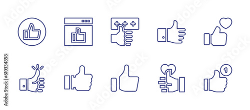 Like line icon set. Editable stroke. Vector illustration. Containing like, browser, thumb up.