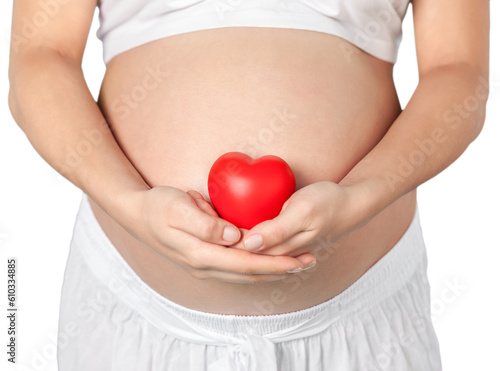 Wallpaper Mural Pregnant mother showing her belly and holding a mini heart Torontodigital.ca