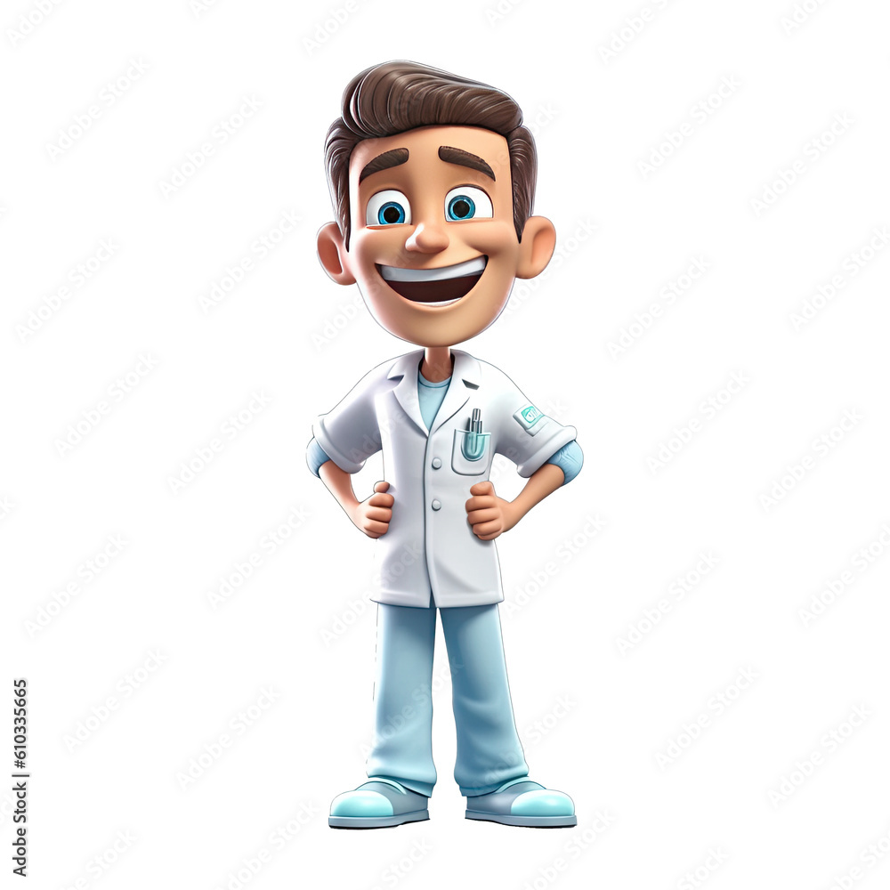 3D cute Cartoon dentist character on transparent background. Generative AI 3D cute Cartoon dentist character on transparent background. Generative AI