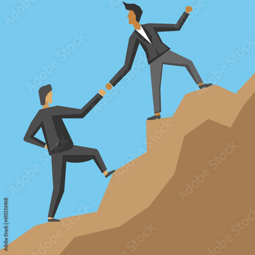 Two employee helping each other