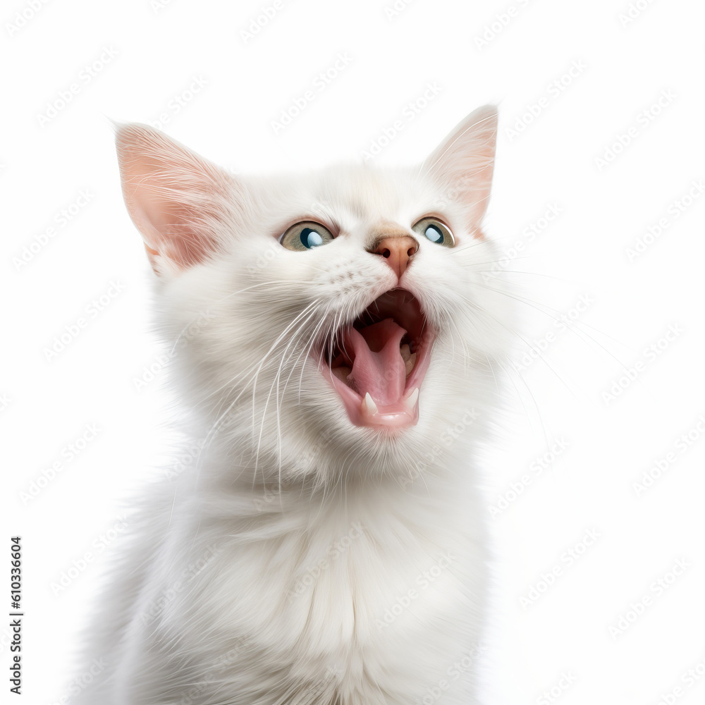 angry cat isolated on white