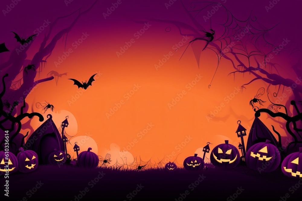 Invitation card for an Halloween party and a background in the style of a paper cut. Halloween Festivals Concepts. Generative Ai. Invitation card for an Halloween party and a background in the style of a paper cut. Halloween Festivals Concepts. Generative Ai.