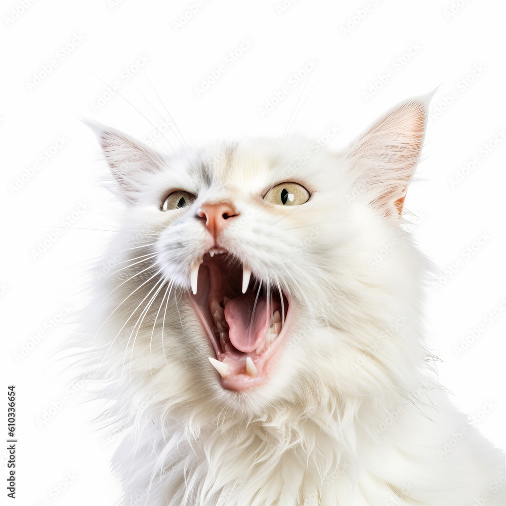 angry cat isolated on white
