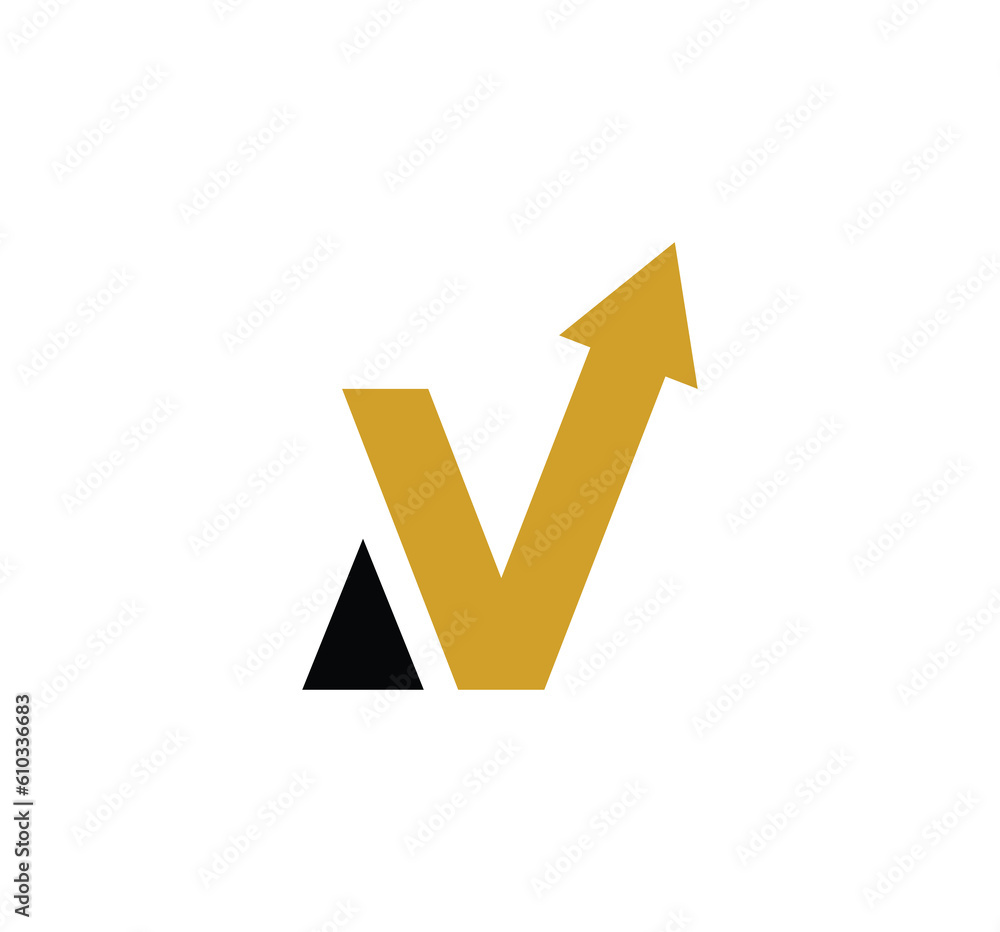 Letter V logo with up arrow Concept Logo is a consulting, training and