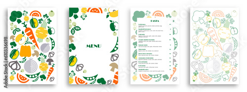 Colorful vegetables and fruit - eat colors for health, food rainbow isolated on white. Vector illustration of fresh organic red, green, yellow and orange meal used for magazine, poster, menu cover