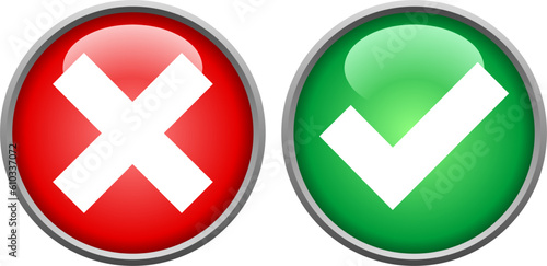 Vector pair of cross and tick buttons