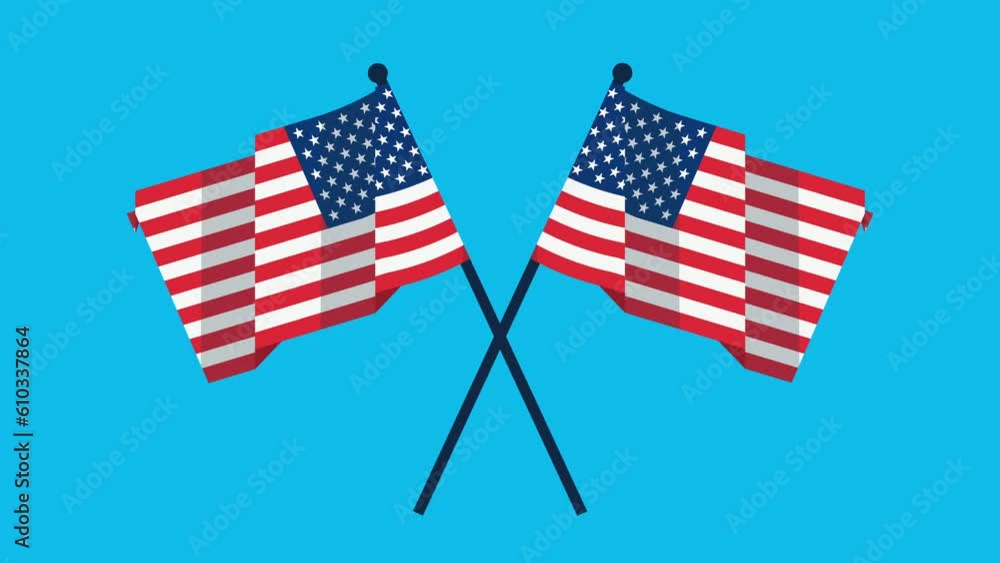 Vidéo Stock American Flag Waving on the blue background. Happy