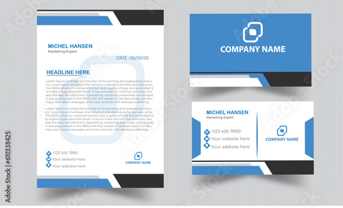 New Business letterhead and business card design white background design color black and blue