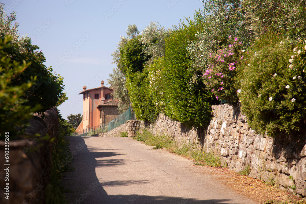 Italia, Toscana, Fiesole, vicoli del paese.