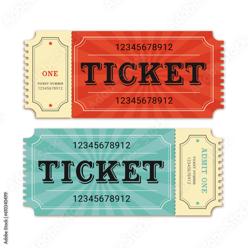 Vintage ticket for events, theater, circus and cinema