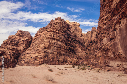 Rocks in Wadi Rum valley in Jordan