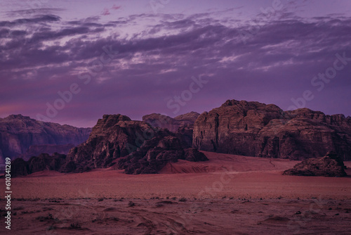 Evening in Wadi Rum valley in Jordan