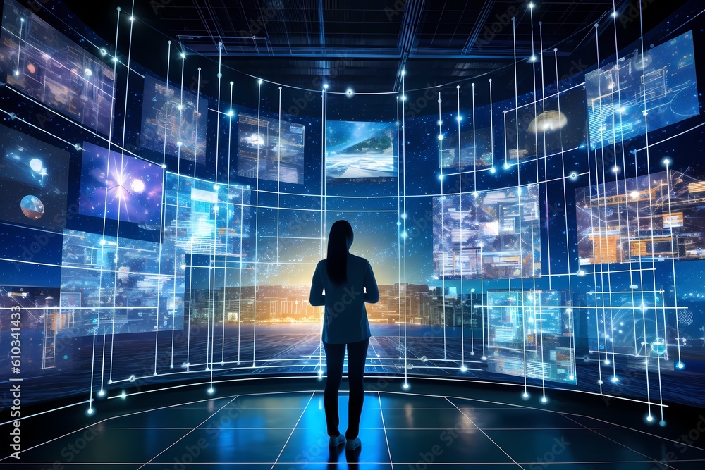 Digital Transformation: Integration between technology and business, with elements such as augmented reality overlays on physical products. Generative ai. Digital Transformation: Integration between technology and business, with elements such as augmented reality overlays on physical products. Generative ai.