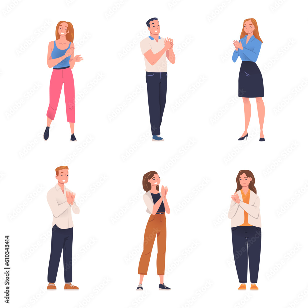 People Character Standing and Clapping Their Hands as Applause and Ovation Gesture Vector Illustration Set People Character Standing and Clapping Their Hands as Applause and Ovation Gesture Vector Illustration Set
