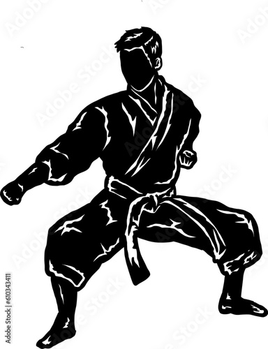 Karate fighter icon silhouette vector 