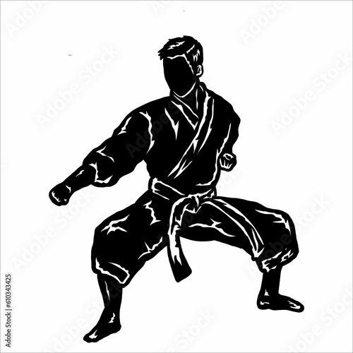 Karate fighter icon silhouette vector 