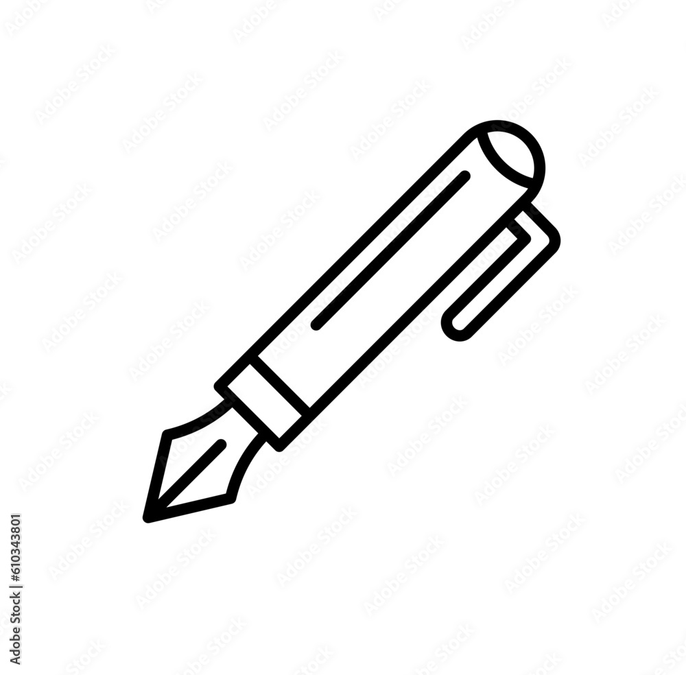 Fototapeta premium Cute pen back to school cartoon outline icon