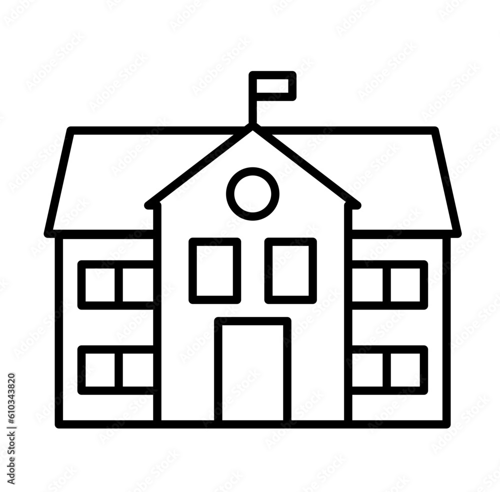 Cute school back to school cartoon outline icon Cute school back to school cartoon outline icon