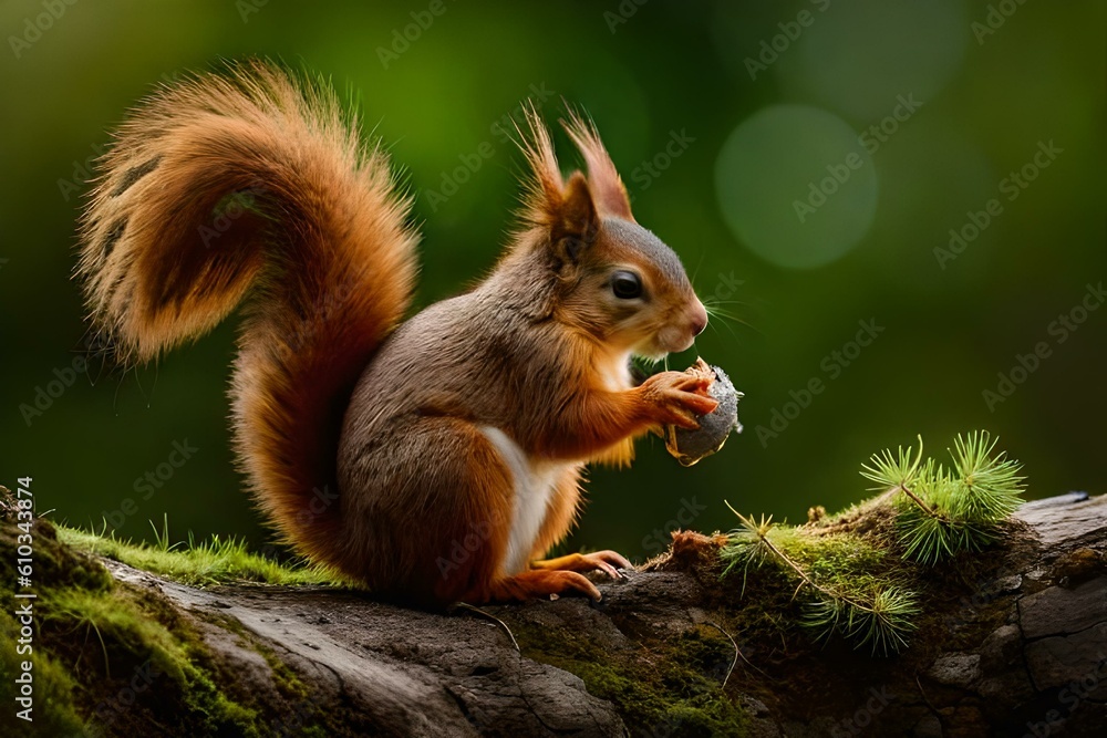 squirrel on a tree by AI generating squirrel on a tree by AI generating