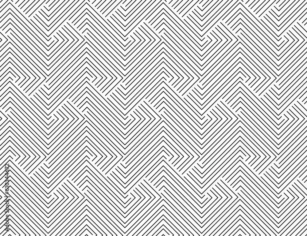 Abstract geometric pattern with stripes, lines. Seamless vector background. White and black ornament. Simple lattice graphic design.