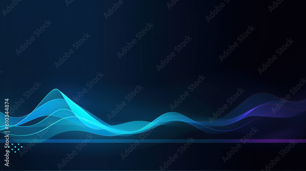 Ai generated illustration beautiful abstract wave technology background with blue light