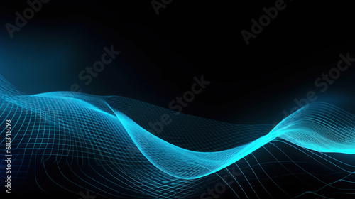 Ai generated illustration beautiful abstract wave technology background with blue green light