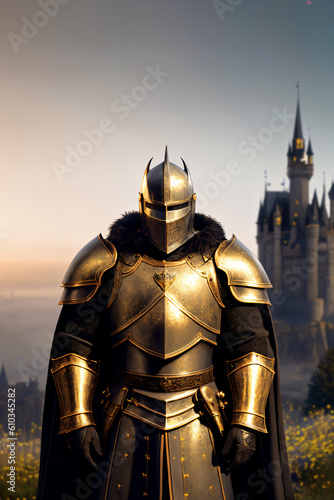 Mighty knight in golden armor