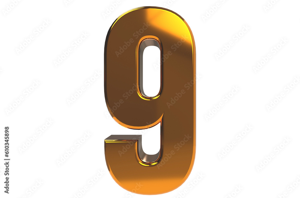 3d gold number 9 on transparent background PNG 3d gold number 9 on transparent background PNG