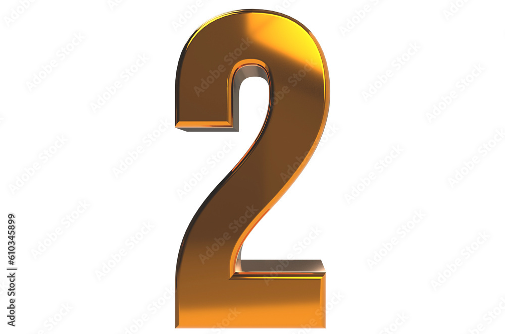 3d gold number 2 on transparent background PNG 3d gold number 2 on transparent background PNG