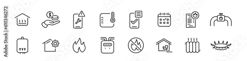 Gas public utilities line icon set. Editable stroke illustration
