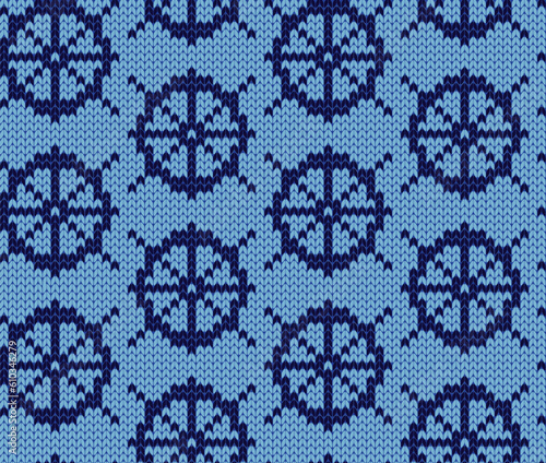 Knitting steering wheel seamless pattern. Marine ornament. Vector illustration.