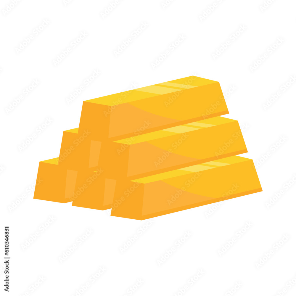 Pyramid of gold bars. Stack of gold bars icon flat vector illustration isolated on white background Pyramid of gold bars. Stack of gold bars icon flat vector illustration isolated on white background