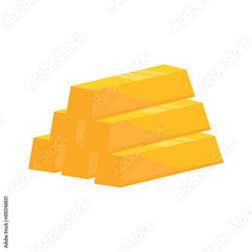 Pyramid of gold bars. Stack of gold bars icon flat vector illustration isolated on white background