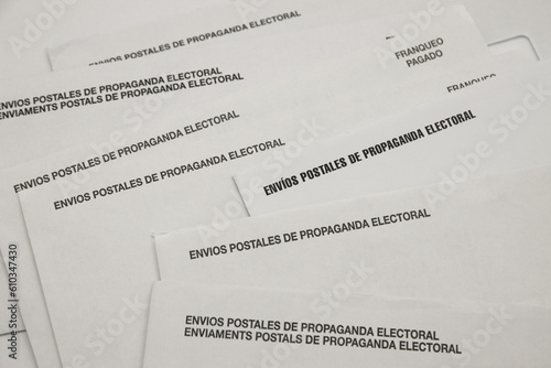 Electoral propaganda envelopes received by mail at citizens' homes for the elections in Spain