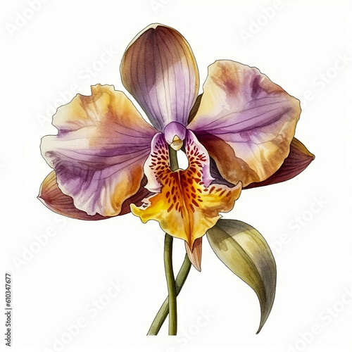 orchid macro watercolor illustration generative ai