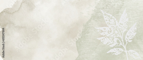 Vector watercolor art background with old leaves. Old paper.  Green grey watercolour aged texture for cards, flyers, poster. Marble. Stone. Stucco. Brushstrokes. Painted template for design.