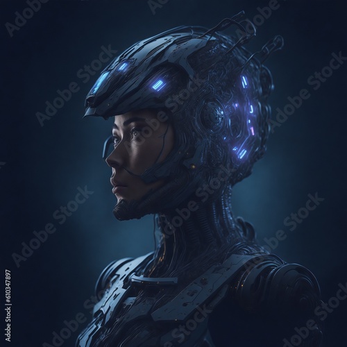 portrait of a woman with a helmet (ID: 610347897)