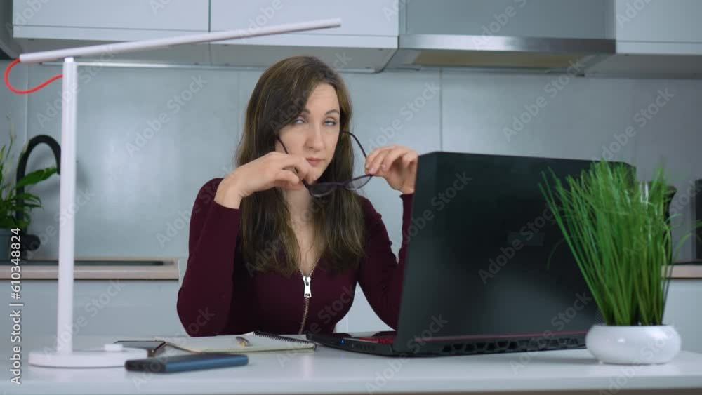 Stressed and tired female professional working in home office late at night, businesswoman suffering from exhaustion and migraine headaches. Busy worker freelancer working on modern tech notebook Stressed and tired female professional working in home office late at night, businesswoman suffering from exhaustion and migraine headaches. Busy worker freelancer working on modern tech notebook