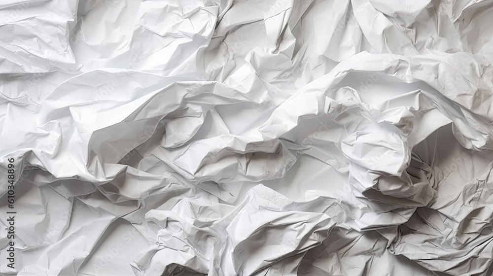 Fototapeta premium white blank paper crumpled on white background. Generative AI