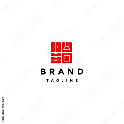 Minimalist Kitchen Set Icon Logo Design. Kitchen Set In Four Simple Icons Design.