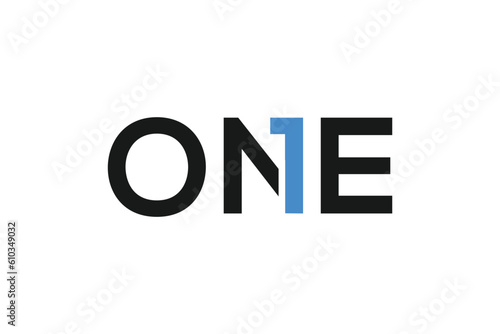 Letter one logo design vector icon template