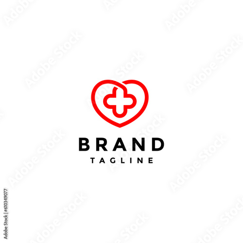 Heart Icon With Health Symbol Inside Logo Design. Heart Symbol And Plus Icon In One Continuous Line Design.