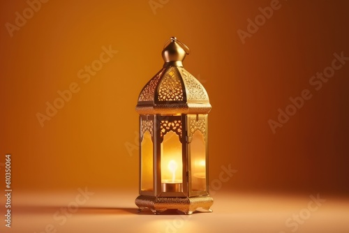 Arabic gold vintage luminous lantern Generated AI