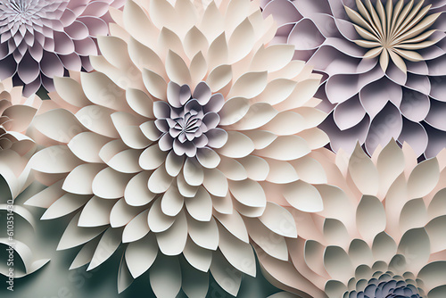 Dahlia flower background. Beautiful paper Dahlia close up. Generative AI