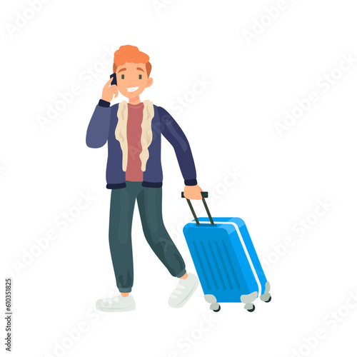 Businessman with suitcase flat icon. Colored vector element from airport collection. Creative Businessman with suitcase icon for web design, templates and infographics.